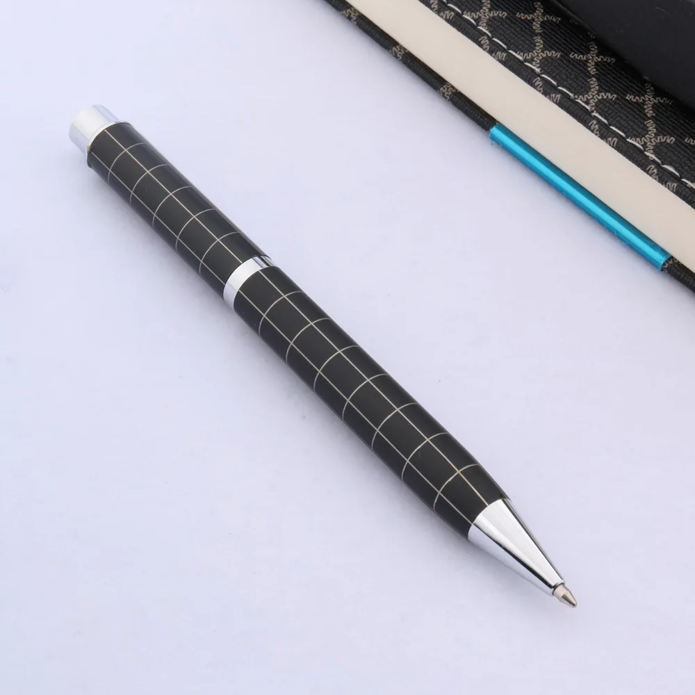 Серебряная решетчатая гладкая бархатная матовая линия черная серебристая металлическая шариковая ручка
