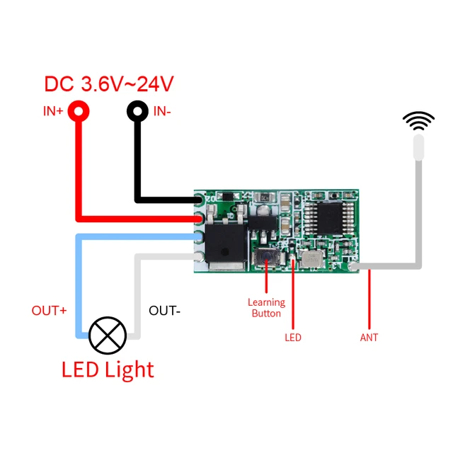 QIACHIP 433 MHz Fernbedienung Schalter Micro Mini DC 3,5 V 3,7 V 4,5 V 5V  6V 7,4 V 8,4 V 9V 12V LED Licht Schalter Empfänger Relais 433 MHz -  AliExpress