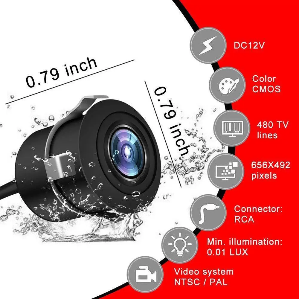 170 ° Car Rear View Camera Universal LED Night Vision Backup Parking Reverse Camera Waterproof 170 Wide Angle HD Color Image (6)