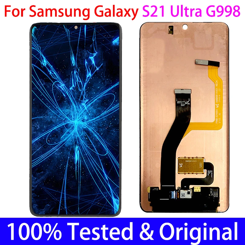 Super AMOLED LCD Assembly With Frame For Samsung Galaxy S21 ULTRA G998 G998F LCD Display Touch Screen S21ULTRA SM-G998B SM-G9980 超人気セール Galaxy S21 Ultra SM-G9980 スマートフォン本体