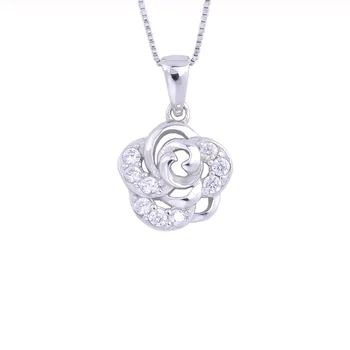 

Zircon Rose Flower Necklaces For Women 925 Sterling Silver Hollow Star Pendants Choker Fashion Jewelry Gift