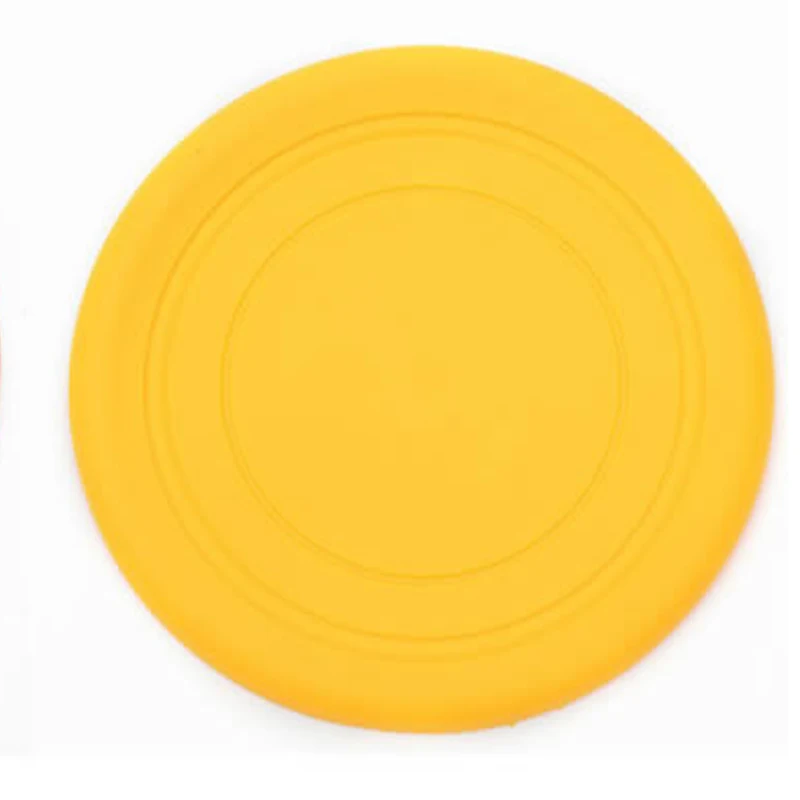 Мягкий резиновый летающий диск, игрушки для собак, силиконовая тарелка для французского бульдога, 18 см, прочная тренировочная игрушка для домашних животных, товары для укуса на открытом воздухе - Цвет: yellow