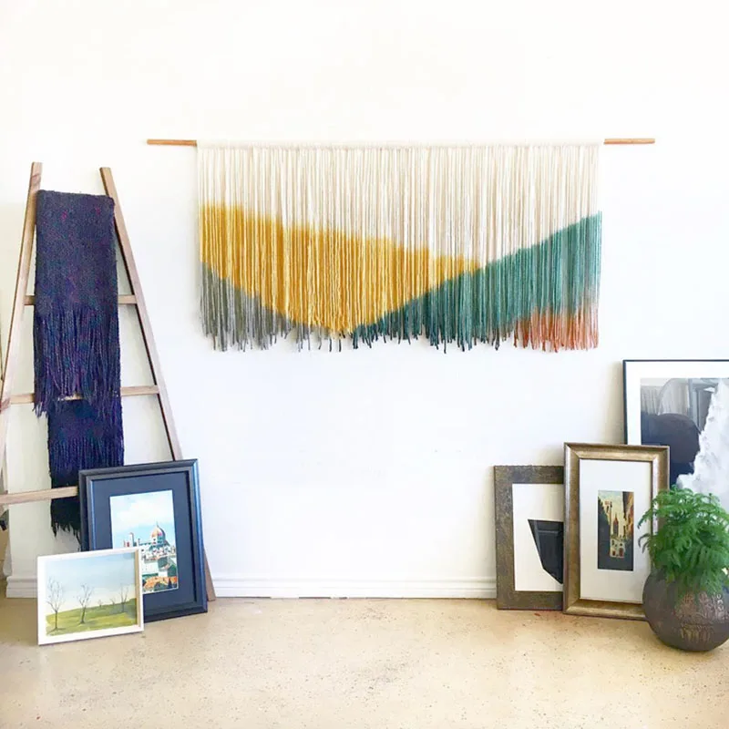

Bohemian Style Hand Woven Dyed Tapestry Home Decoration Wall Hanging Painting Cloth Sofa Background Bedside Decor Art Tapestries
