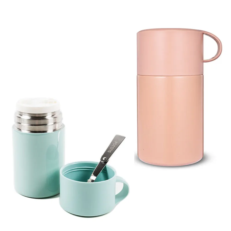 

2019 new 600ml Large Capacity thermos cup Stainless steel Insulated Braised pot Portable travel student lunch box with spoons