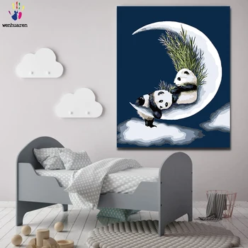 

DIY painted the panda coloured drawing is a combination of number and toolkits with a frame of 40x50