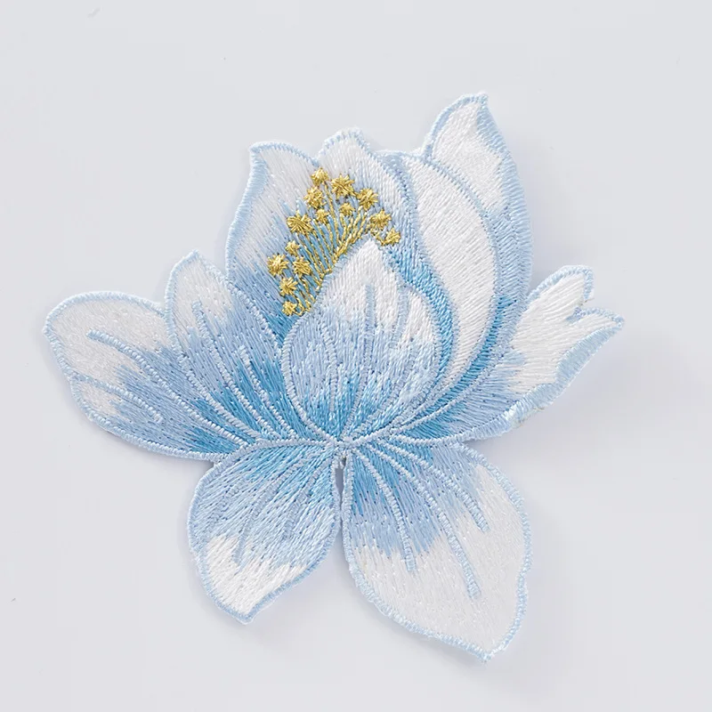 Description Picture 5 of itemLotus flower embroidered Patches for Clothing iron on Embroidery Stickers Applique flowers Decoration Badge parche