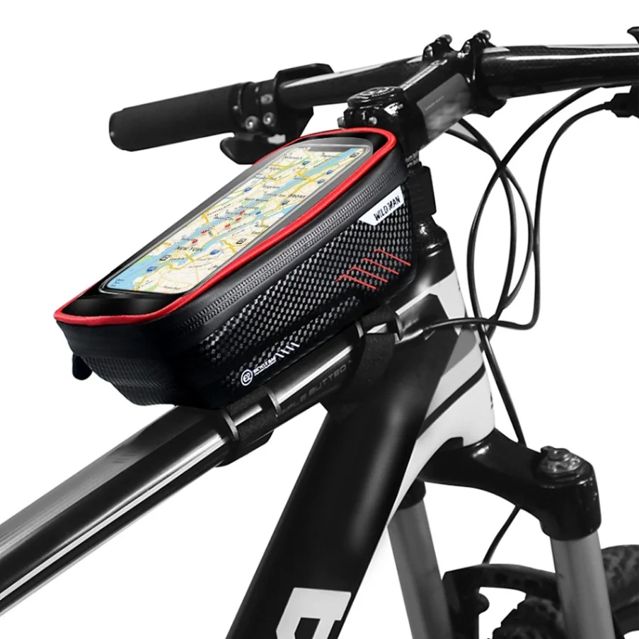 Водонепроницаемые велосипедные сумки на переднюю раму, велосипедные сумки для телефона с сенсорным экраном, Чехол-держатель для телефона, сумка для хранения велосипеда, велосипедная сумка - Цвет: Красный
