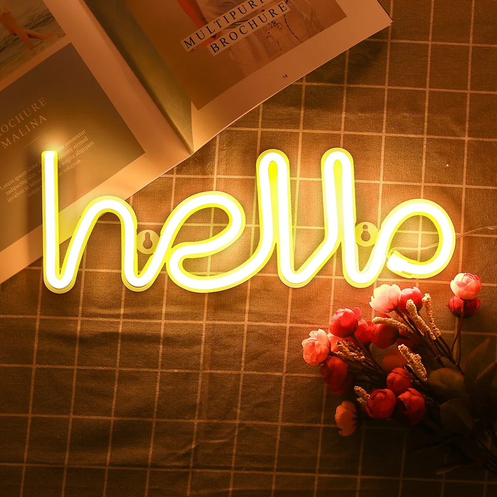 Ночной светильник USB Hello батарея фотография неоновые игрушки домашний декор день рождения подарки неоновый светильник неоновый знак светильник светодиодный неоновый светильник