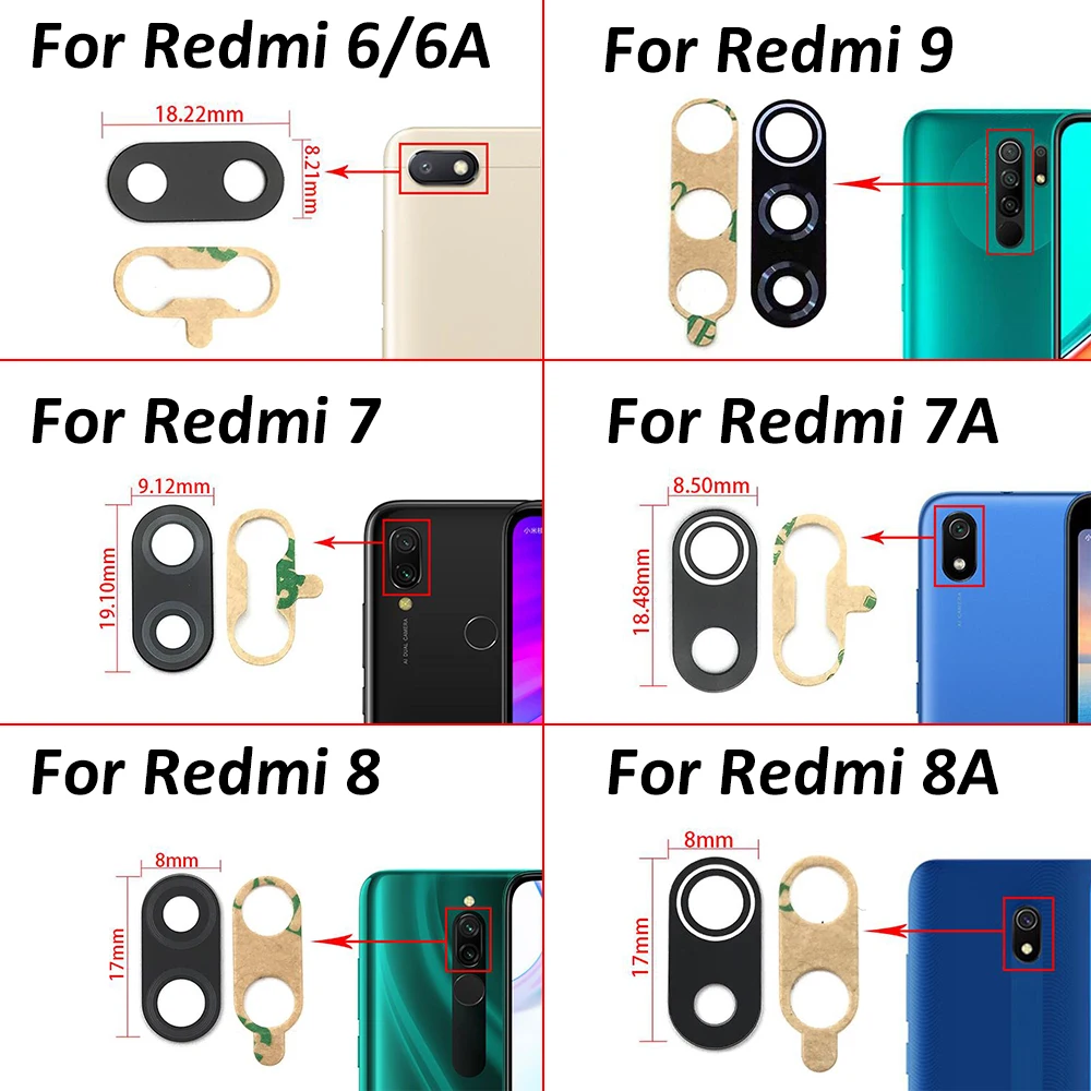 2 шт./лот для Xiaomi Redmi S2 6 6A 7 7A 8 8A 9A K30 9 Mi A1 A2 A3 задняя крышка стеклянного объектива