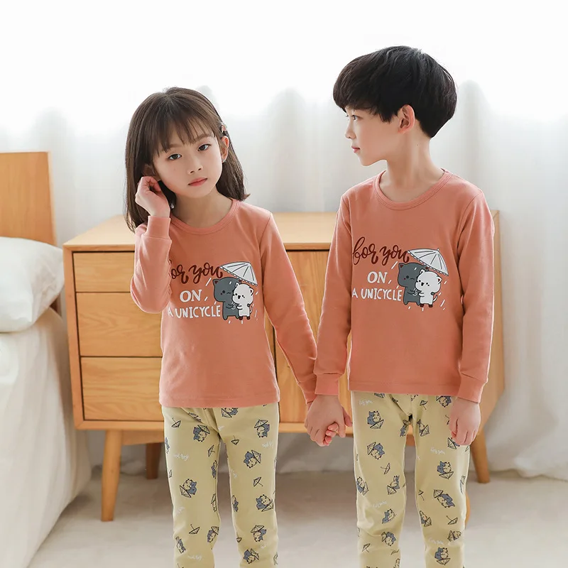 Хлопковые детские пижамы; детская одежда для сна для девочек и мальчиков; пижамы для подростков; одежда для сна для малышей; комплекты пижам с рисунками животных - Цвет: 123