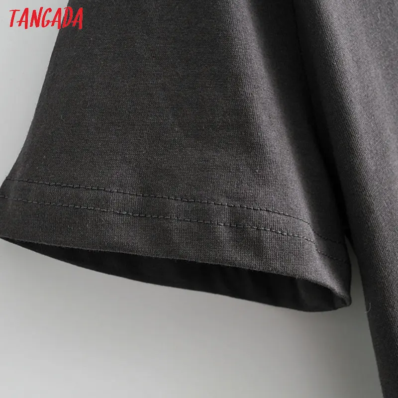 Tangada Женская забавная футболка с буквенным принтом, короткий рукав, круглый вырез, Женская Повседневная летняя уличная футболка, Топ 6B01