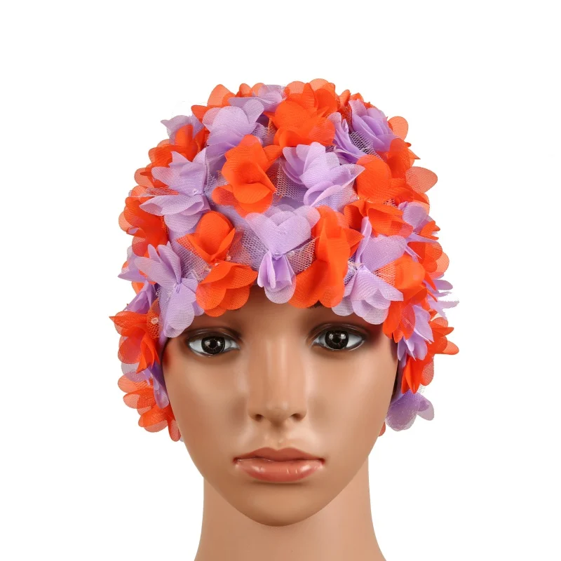Женская Профессиональная Водонепроницаемая летняя шикарная кепи с цветами, нежная Персонализированная шапочка для плавания с лепестками
