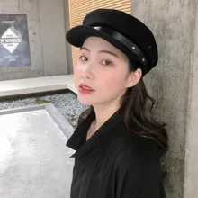 Стильный осенне-зимний теплый хлопковый берет для женщин, винтажный женский однотонный берет для художника, газетчика, повседневные Простые береты для женщин