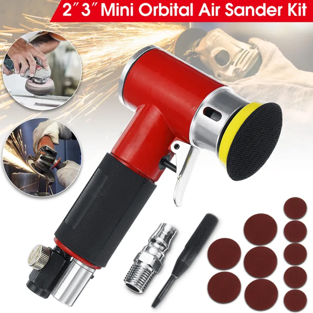 2inch 3inch Mini Air Sander Kit Pad Eccentric Orbital Dual Action Pneumatic Polisher Polishing Buffing Tools For Auto Body