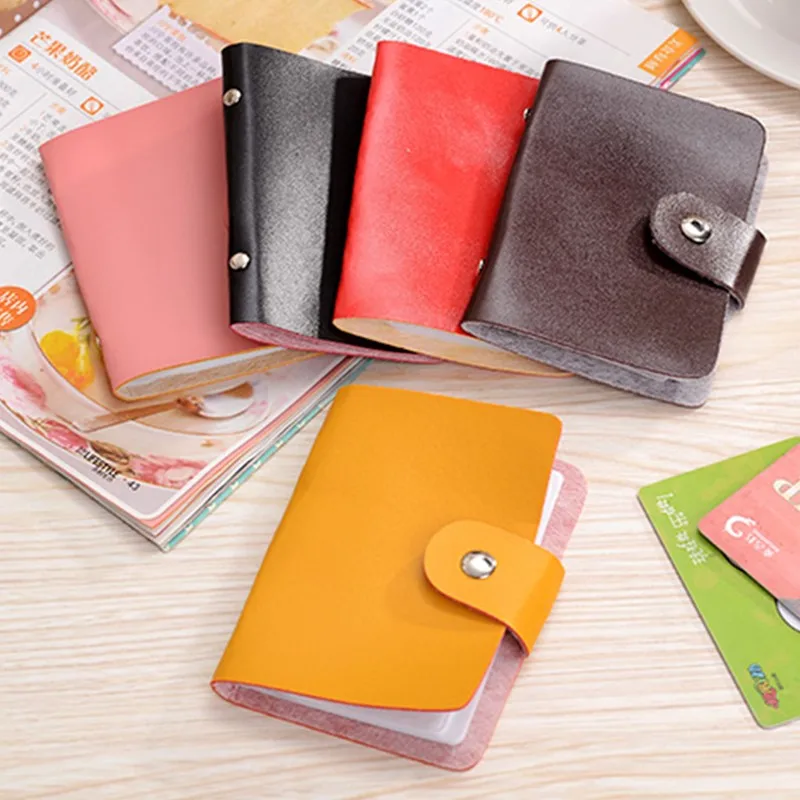 Cartera de Color sólido para tarjetas de crédito, tarjetero creativo Vintage, caja de organización, paquete de 24 tarjetas, titular de la tarjeta de crédito empresarial