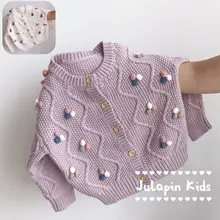 

Autumn New Baby Girl Sweater Children's Clothing Solid Color Cotton Knitwear Single-Breasted Long-Sleeved Cardigan Coat