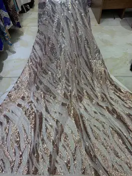 

5 yards Soft hand cut Elegant African french lace fabric Shiny wedding Nigeria Ghana celebration dress with sequins good choice