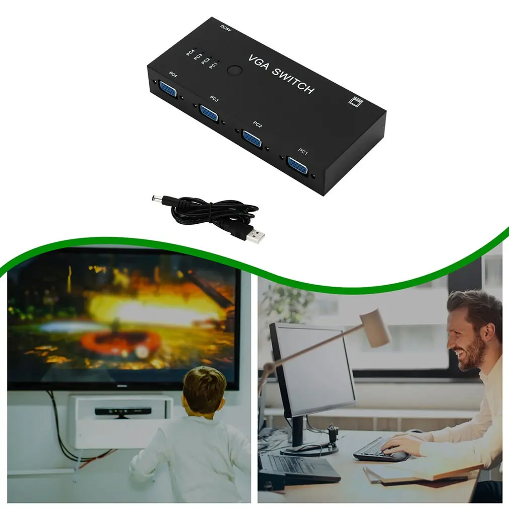 4 в 1 VGA коммутатор из компьютера видео конвертер HD Проектор Монитор шт. обмен