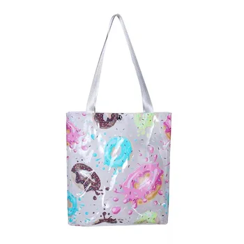 

New Brand Women Full Cartoon Print Clear PVC Summer Beach Waterproof Swim Large Capacity Shopping Handle Bag