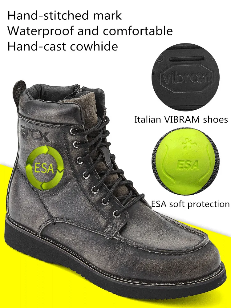 men retro leather motorcycle rider boots shoes