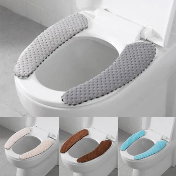 

Plush Toilet Seat Cushion Stickers Thicken Pad Cover Washable Decals Bathroom Warmer FAS6