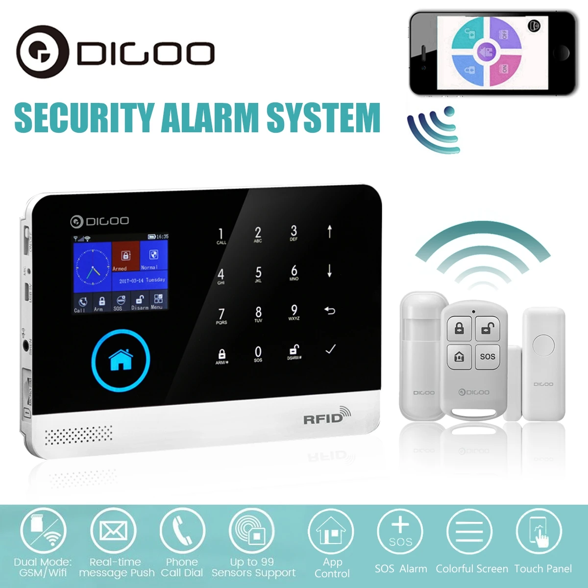 DIGOO DG HOSA беспроводной GSM и WIFI умный дом Охранная сигнализация наборы инфракрасный
