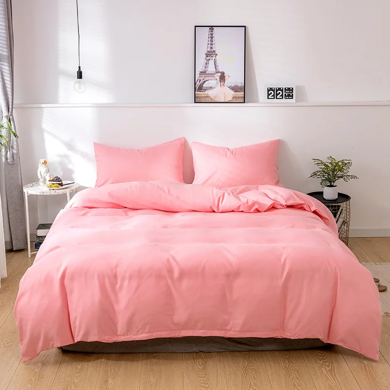 WUJIE, 2/3 шт, набор пододеяльников, полный набор пододеяльников, наволочка, чистый цвет, одеяла, комплекты постельного белья, домашний текстиль - Цвет: Pink