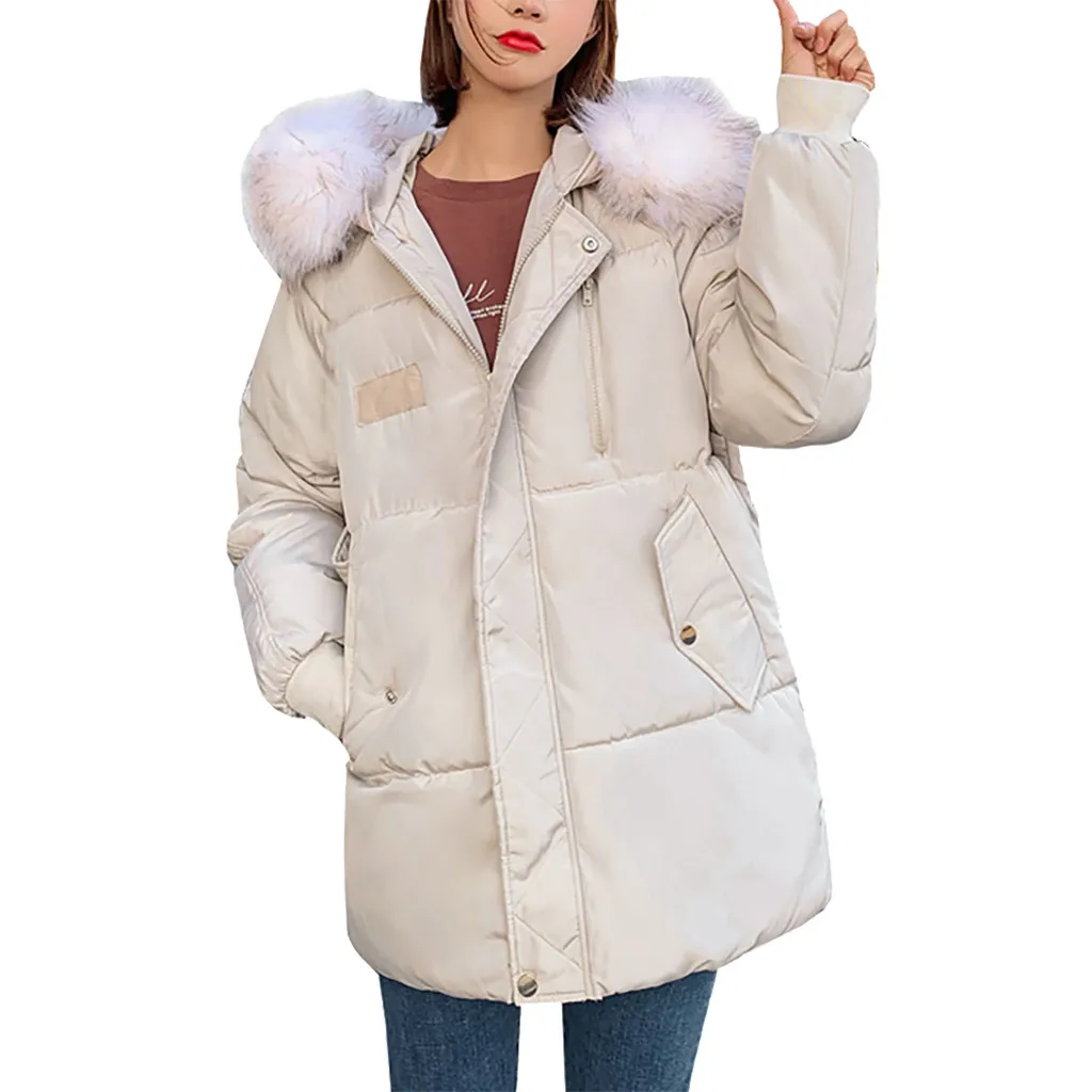 Feitong, зимние женские куртки, хлопковое пальто с подкладкой, длинные тонкие парки с капюшоном, женская верхняя одежда, теплая куртка, шерстяная одежда, 8M2 - Цвет: White
