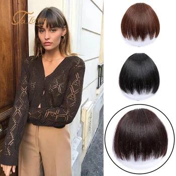 

TALANG Blunt Bangs Clip Hairpiece Black Brown Synthetic Bangs Hair Extensions Face bangs hair For Women