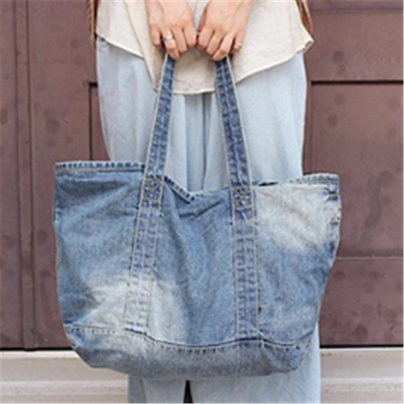 

Fashion Wild Denim Bag Campus Style Student Large Capacity Cowboy one Shoulder Shopping Bag Outdoor Mommy Travel Storage Bag