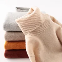 100% Merino Wool Women Turtleneck Sweater 2021 Autumn Winter Warm Soft knitted Pullover Femme Jumper Women Cashmere Sweater 1