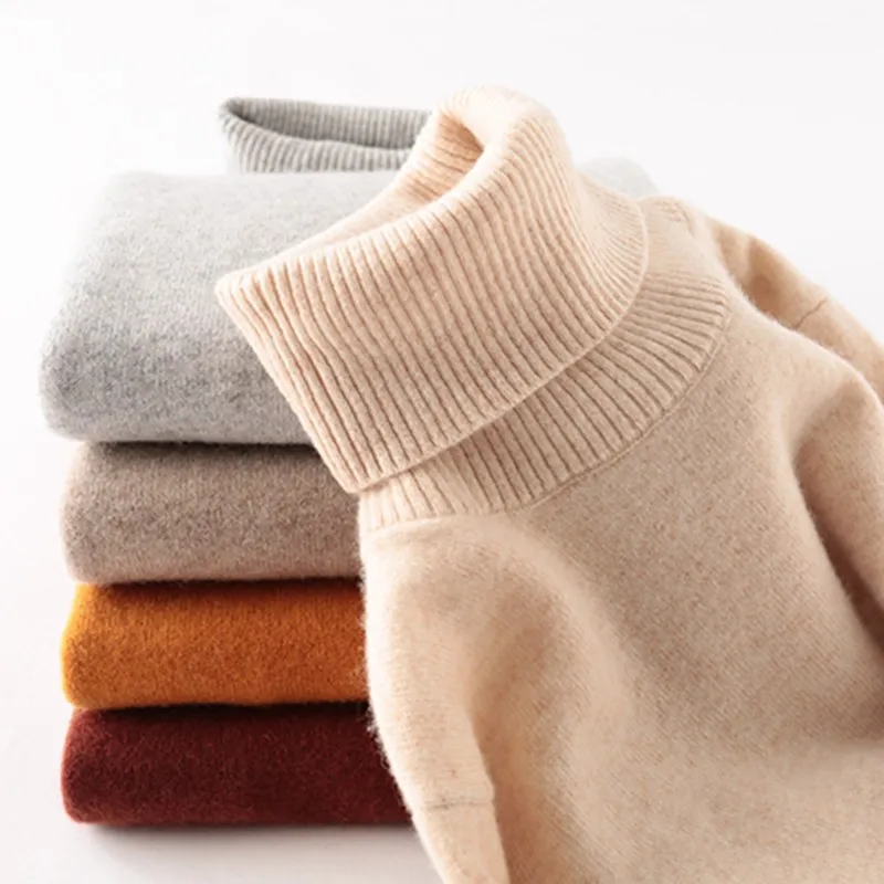 Knitwears Sweater Women Turtleneck Sweater 100 Pure Merino Wool Autumn Winter Warm Soft Knitted Pullover Female