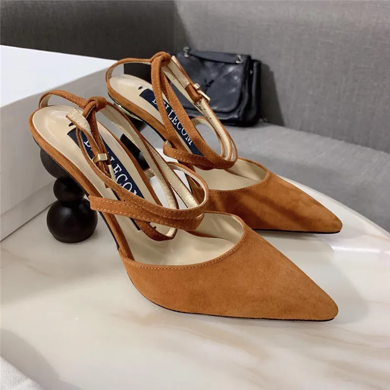 

SONFRNCH Early spring pointy toe with binding leather sole and high heel sandals custom style is non-refundable