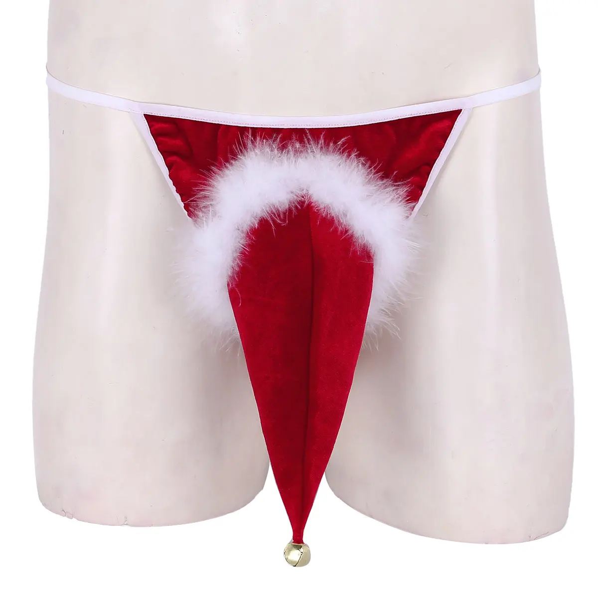 Mens Novelty G-string Brief Thong Underwear Velvet Christmas Santa Claus  Costume