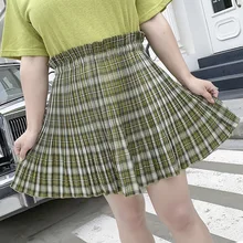 65-100 кг подходит для больших размеров плюс женская юбка плиссированная с подкладкой эластичная талия мини юбка короткая Jupe Falda