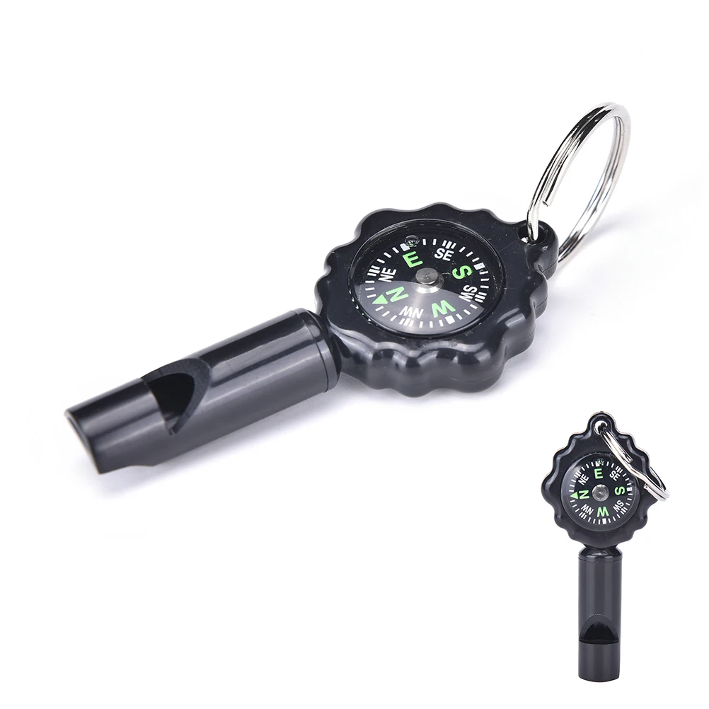 Camping Survival Whistle Compass Thermometer LED Flashlight
