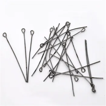

400 PCs Doreen Box Gunmetal Eye Pins Alloy Findings For DIY Jewelry Making Tool Accessories 42x0.7mm(21 gauge) Wholesale