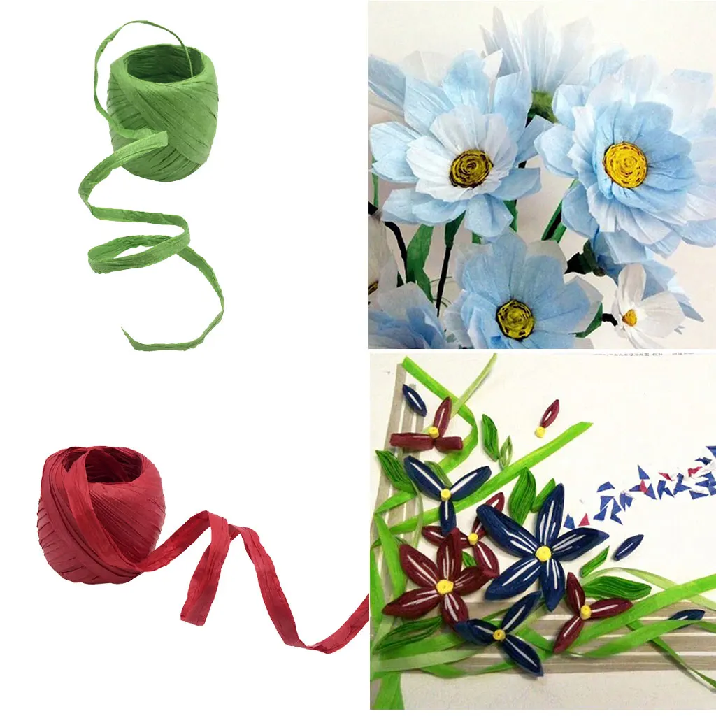 2x Raffia Paper Ribbon Rope Decoration Scrapbooking Cords Packing Crafts LOT