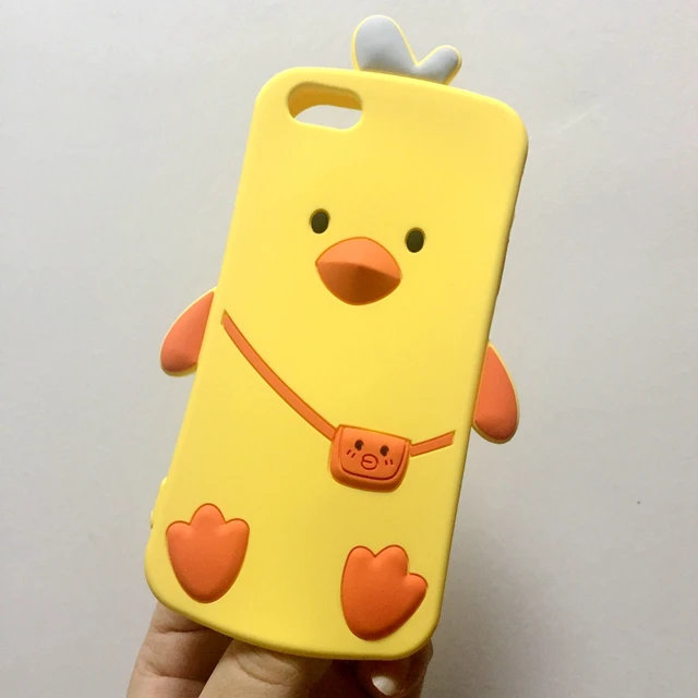 Phone Cases For iPhone 5 S 5S Coque Case Silicon 3D Cute Cartoon Shell For iPhone5 Back Cover For iPhone 5se Case Capinha Para Yellow Duck