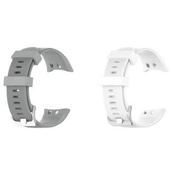 

2 Set Silicone Watch Band Bracelet Strap for Garmin Forerunner 45 Forerunner Wristband Gray-Gray & White