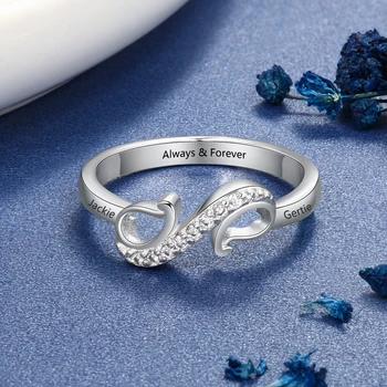 

Personalized Engraved Wedding Rings for Women Cubic Zirconia Jewelry Custom Name Promise Rings Love Alliance Gifts for Her