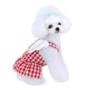 

Pet Dress Dog Cotton Angel Lattice Princess Style Breathable Skirt Puppy Summer Clothing Apparel Costume