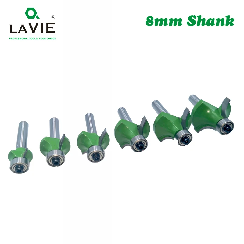 LAVIE 1pc 8mm Corner Round Over Router Bit with Bearing for Wood Woodworking Tool Tungsten Carbide Milling Cutter MC02022