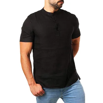 Men's T-shirt Summer New Short-sleeved Cotton And Linen Led Casual Men's T-shirt Shirt Male Breathable M-3xl 1