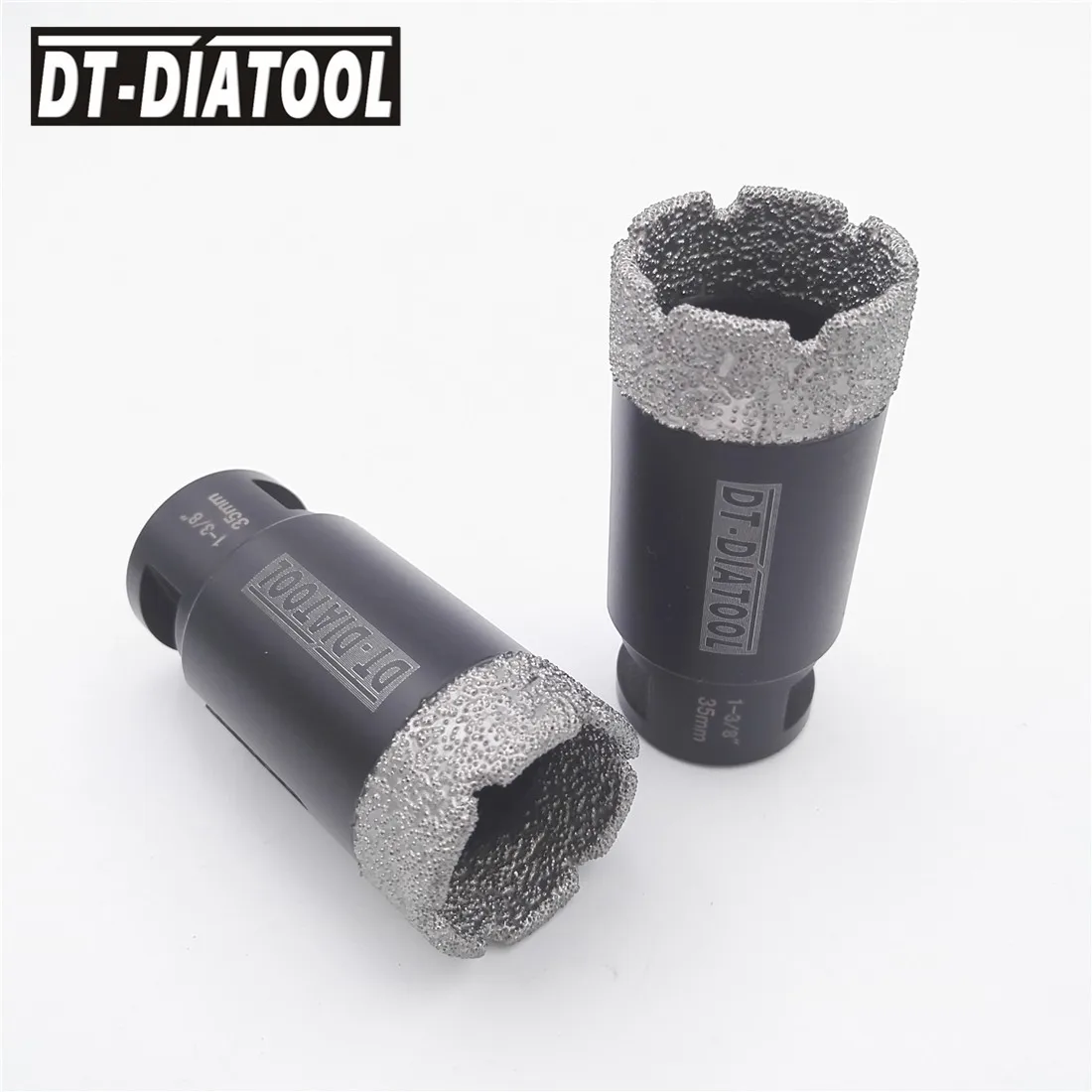 

DT-DIATOOL 2pcs 5/8-11 Thread Dia 1-3/8" Vacuum Brazed Diamond Dry Drilling Core Bits Porcelain Tile Granite Marble Hole Saw