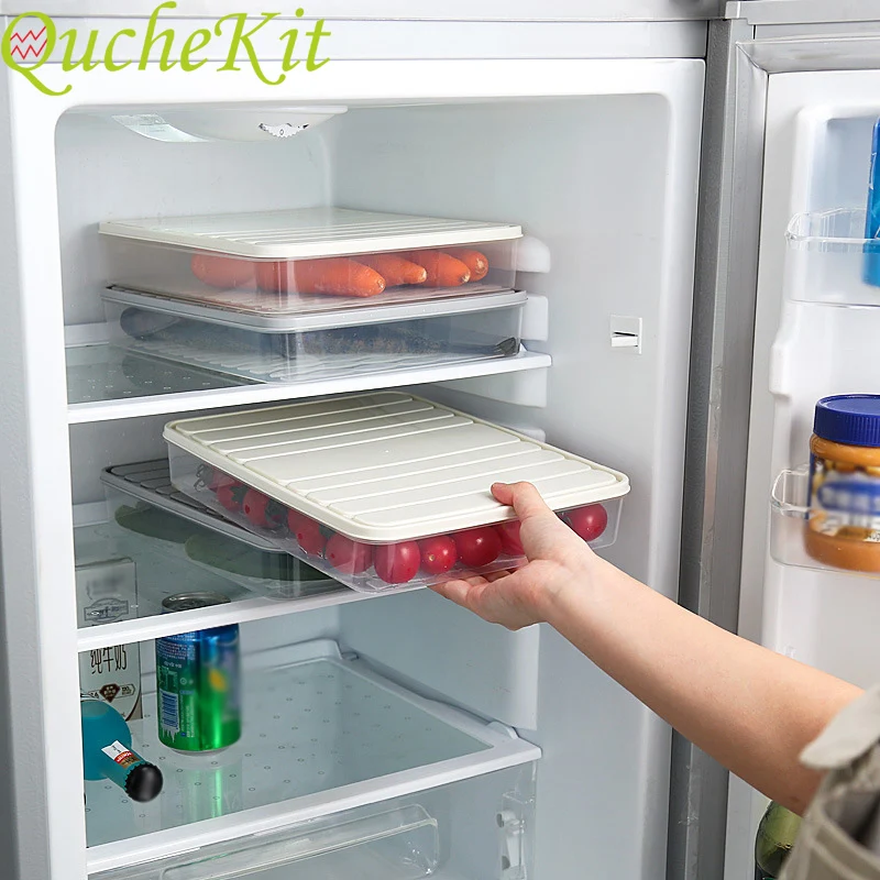 

Kitchen Transparent PP Storage Box Refrigerator Food Container Fresh Spacer Home Storage Organizer For Dumpling Egg Fish