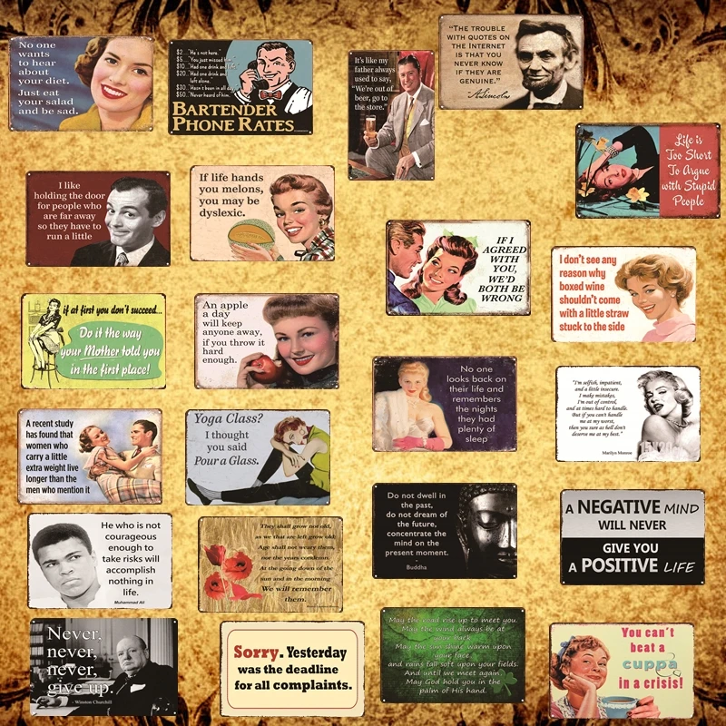 

[Luckyaboy] English Sayings Poetry Pinup Vintage Metal RetroTin Sign Wall Plaque Painting Antique Gift home bar Pub Decor AL002
