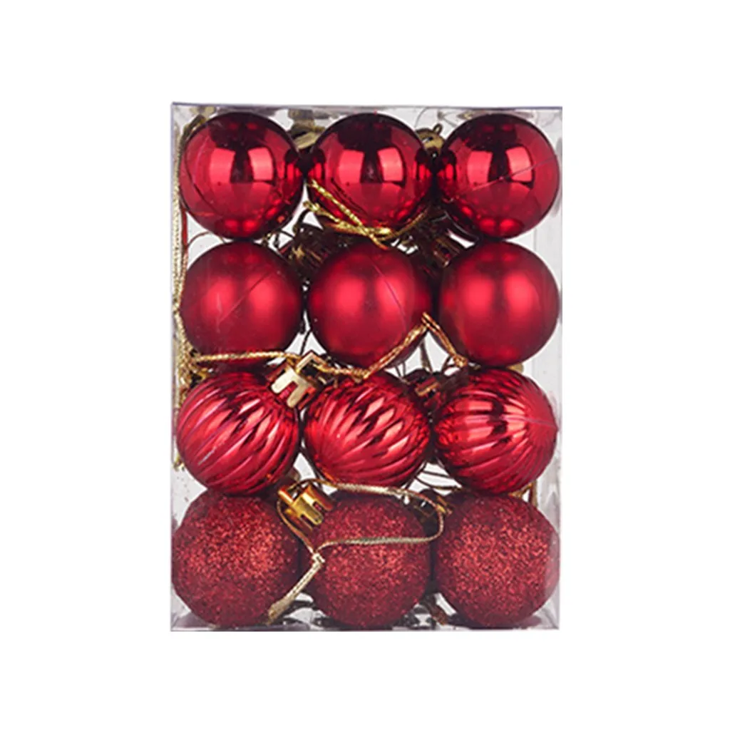 30mm Christmas Xmas Tree Ball Bauble Hanging Home Party Ornament Decor 24PC Christmas tree decoration ball gift box light new#19