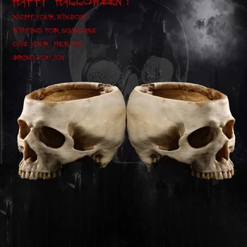 

Resin Skull Head Flower Pot Plant Bowl Container Home Garden Movie Decor