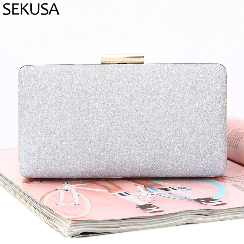 Bolso de de noche para mujer, cartera de mano con lentejuelas doradas y plateadas, bolso de lujo para fiesta de boda, bolso con dos cadenas| | - AliExpress